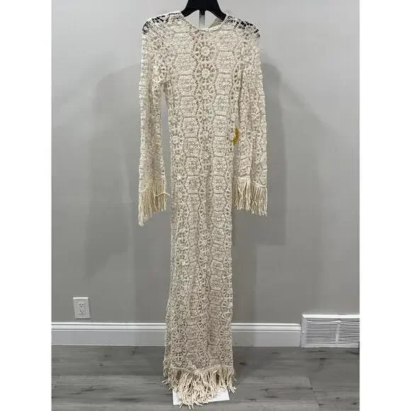 Bronx and Banco Maia Fringe Gown in Cream - Picture 4 of 9